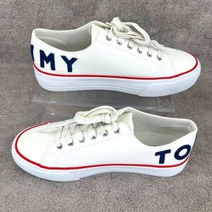 Tommy Hilfiger HELIEN Lace Up Platform Shoes 8.5M Streetwear Brand Logo Casual